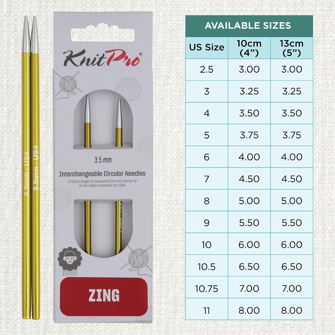 KnitPro Zing Interchangeable Circular Needles 5