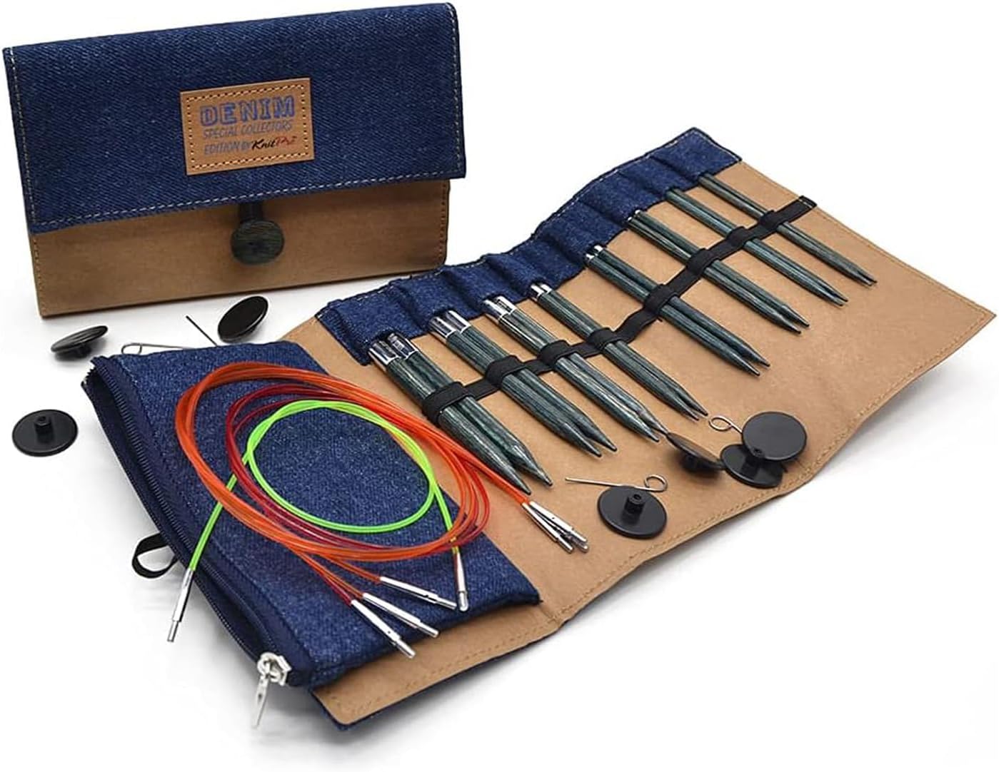 KnitPro - KnitPro Interchangeable Needle Set Wood Indigo - 1 Set, Blue/Fold