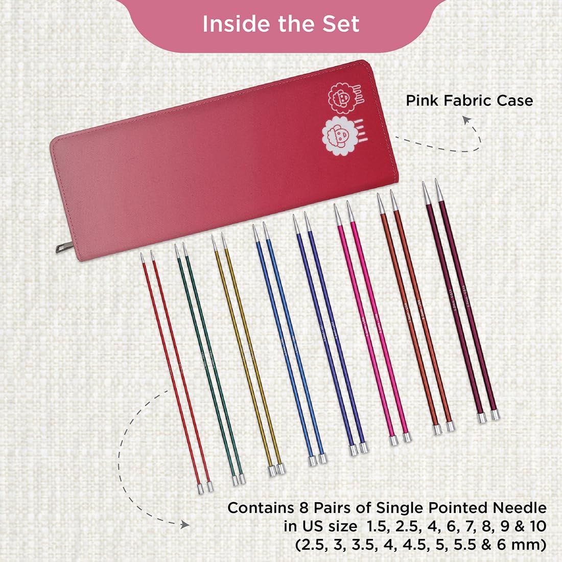 KnitPro Zing Deluxe Single Pointed Needle Set 14