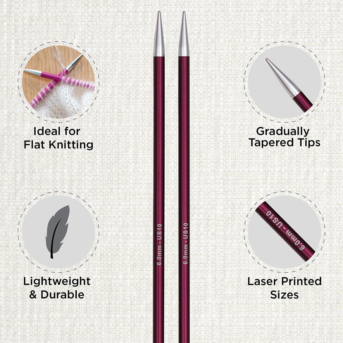KnitPro Zing Deluxe Single Pointed Needle Set 12
