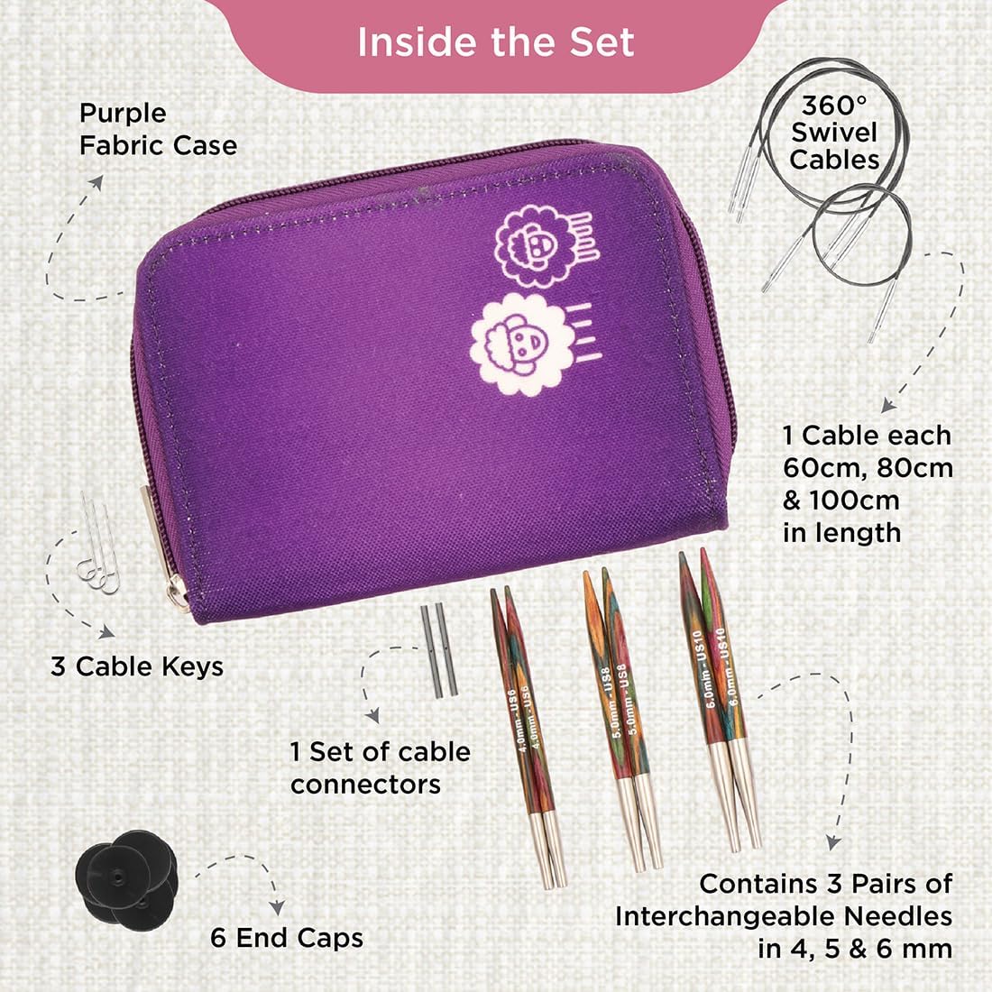 KnitPro Symfonie Starter Interchangeable Circular Needle Set 5