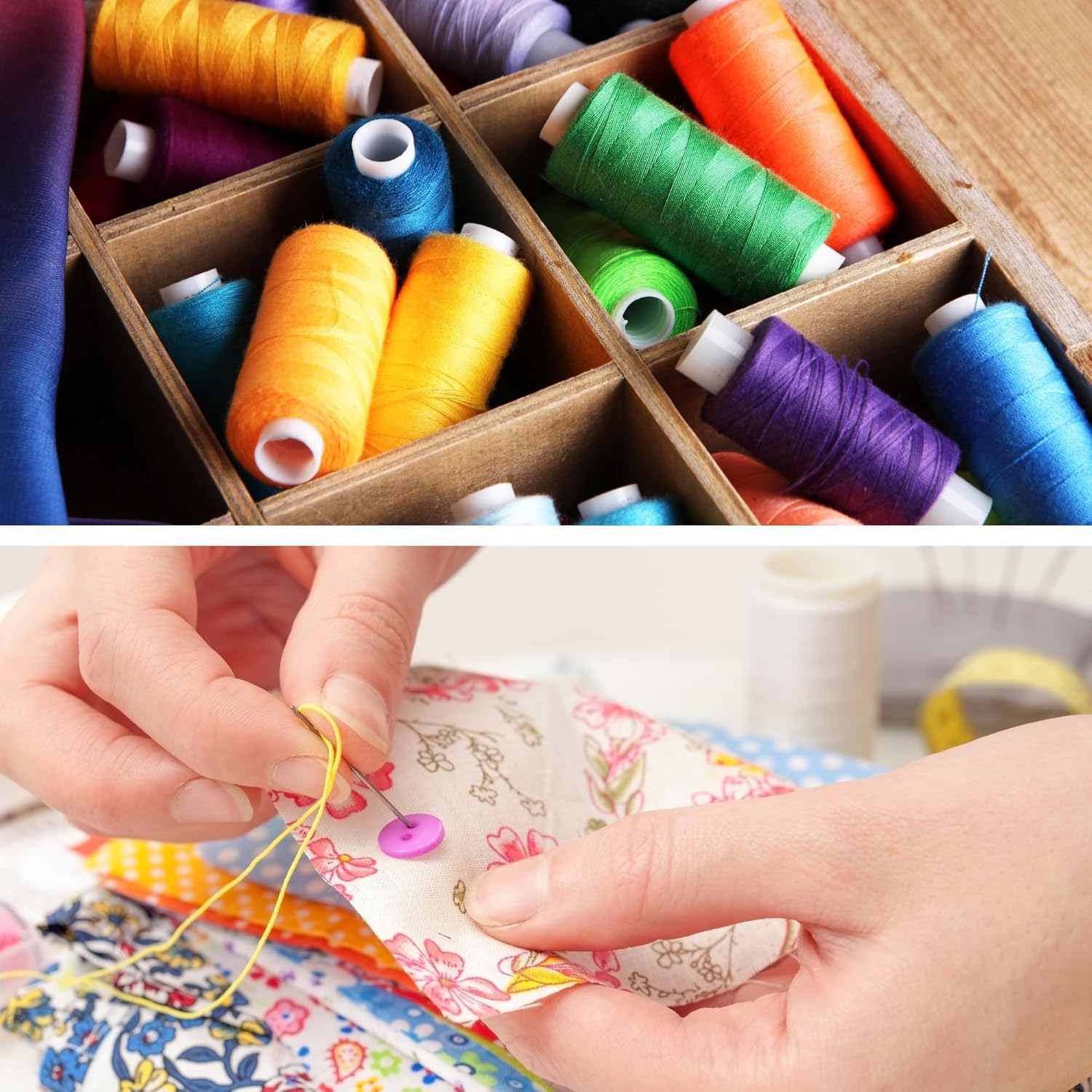 10 Colors Serger Sewing Thread - 10 Cones Threads of 500 Yards Each Spool | Sewing Clips Quilting Materials Sewing Machines for Beginners and Heavy-Duty Sewing Machine Threads | Lace Yarn, Ribbon Yarn