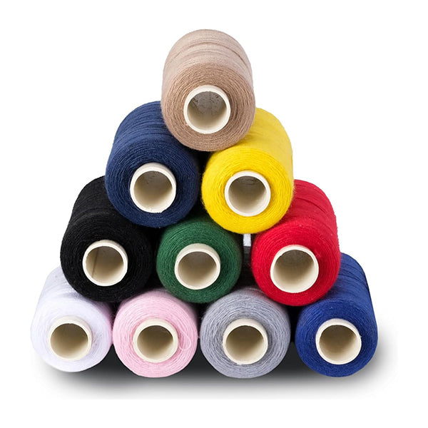 10 Colors Serger Sewing Thread - 10 Cones Threads of 500 Yards Each Spool | Sewing Clips Quilting Materials Sewing Machines for Beginners and Heavy-Duty Sewing Machine Threads | Lace Yarn, Ribbon Yarn