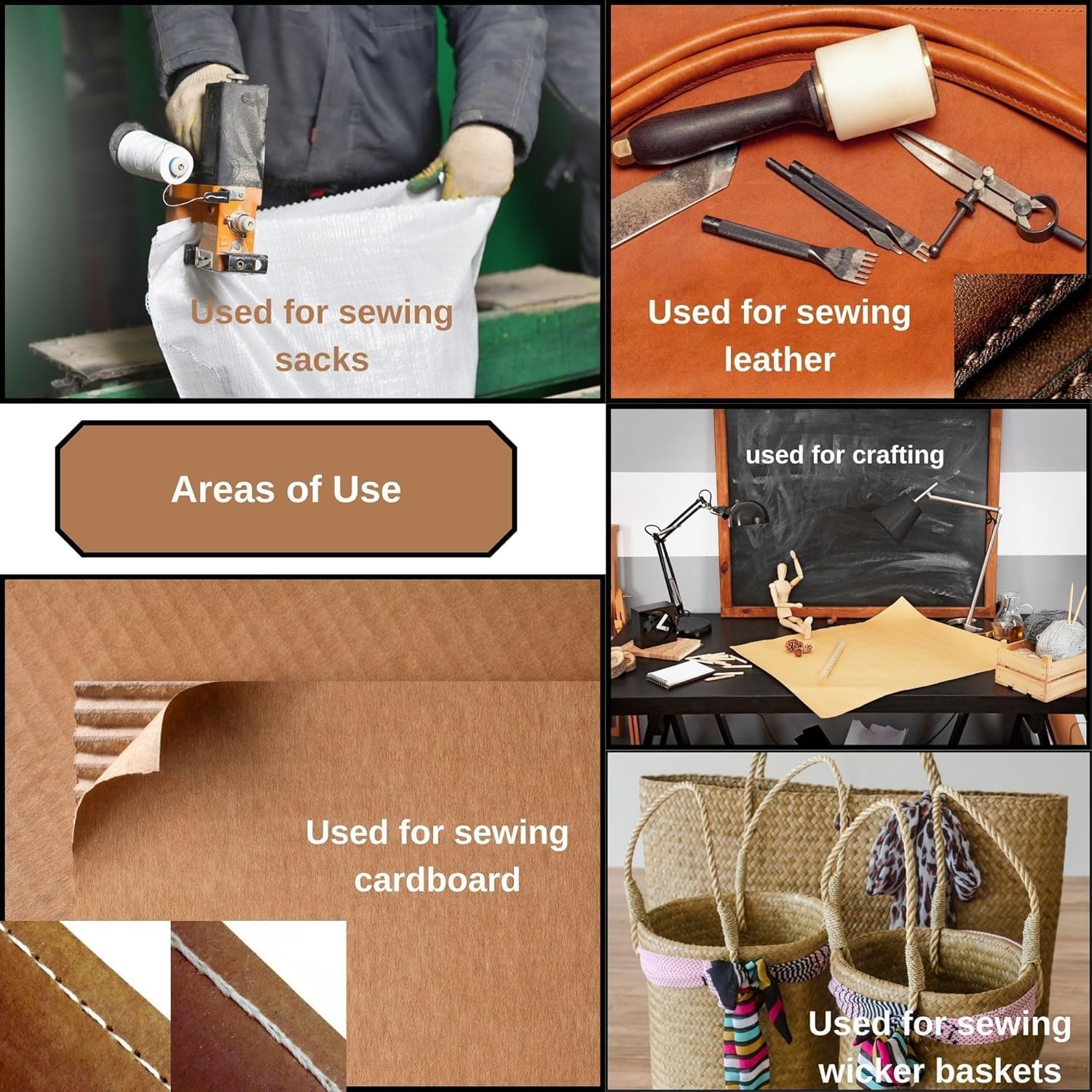Industrial Grade 6-Stranded Sewing Thread Set - Perfect for Bag Stitching Machines! 3600 ft Heavy Duty Spool Sewing Thread for Bag Stitcher Closer (1)