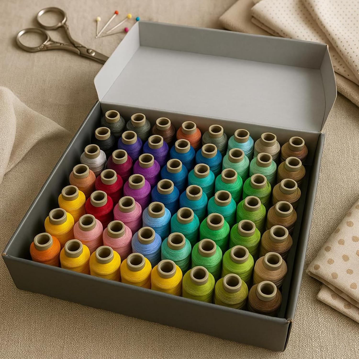 63 Color Polyester Embroidery Thread Set – 15 Gr, 40 Weight, 550Y per Spool, Suitable for Janome, Singer, Husqvarna, Bernina and Other Embroidery and Sewing Machines (63, Mixed Color)