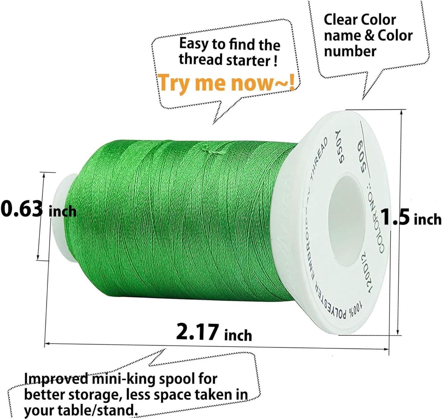 63 Color Polyester Embroidery Thread Set – 15 Gr, 40 Weight, 550Y per Spool, Suitable for Janome, Singer, Husqvarna, Bernina and Other Embroidery and Sewing Machines (63, Mixed Color)