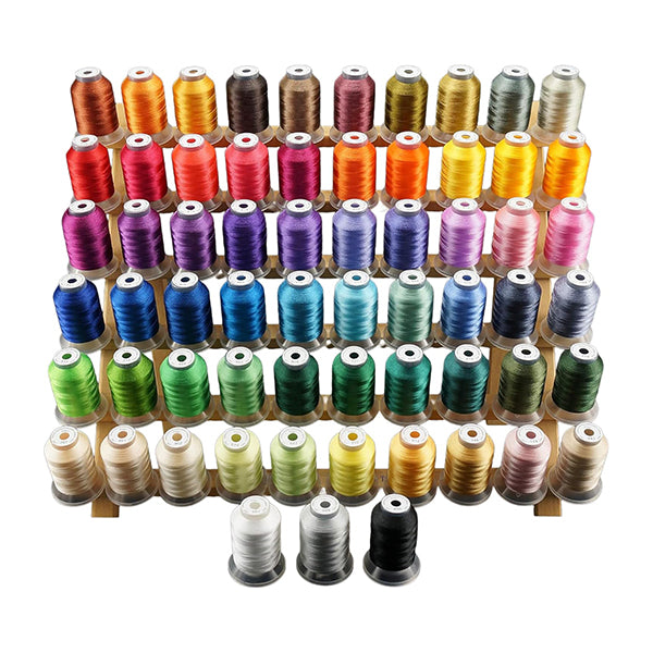 63 Color Polyester Embroidery Thread Set – 15 Gr, 40 Weight, 550Y per Spool, Suitable for Janome, Singer, Husqvarna, Bernina and Other Embroidery and Sewing Machines (63, Mixed Color)
